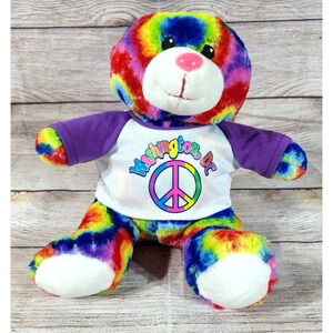 Peace Pals Plush Tie Dye Teddy Bear Stuffed Animal Washington DC T-shirt 9" 2019